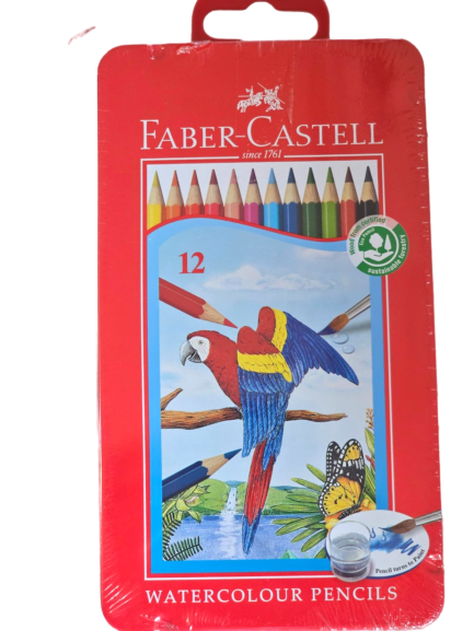 مداد رنگی آبرنگی 12 رنگ فابرکاستل با جعبه فلزی مداد رنگی آبرنگی 12 رنگ فابرکاستل با جعبه فلزی