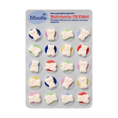 قرص مولتی ویتامین مکیدنی و جویدنی کودکان میولیس 20 عددی